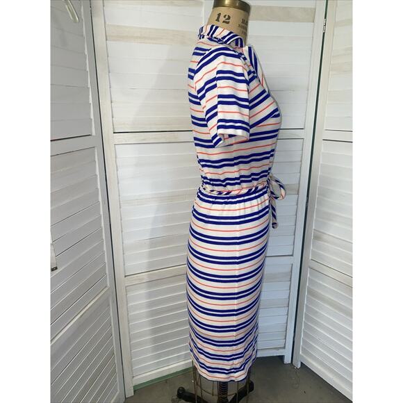 Vintage Lady Bayard 60s Striped Shirt Dress Sheath Pencil Knit Belted Small/Med - Picture 4 of 8